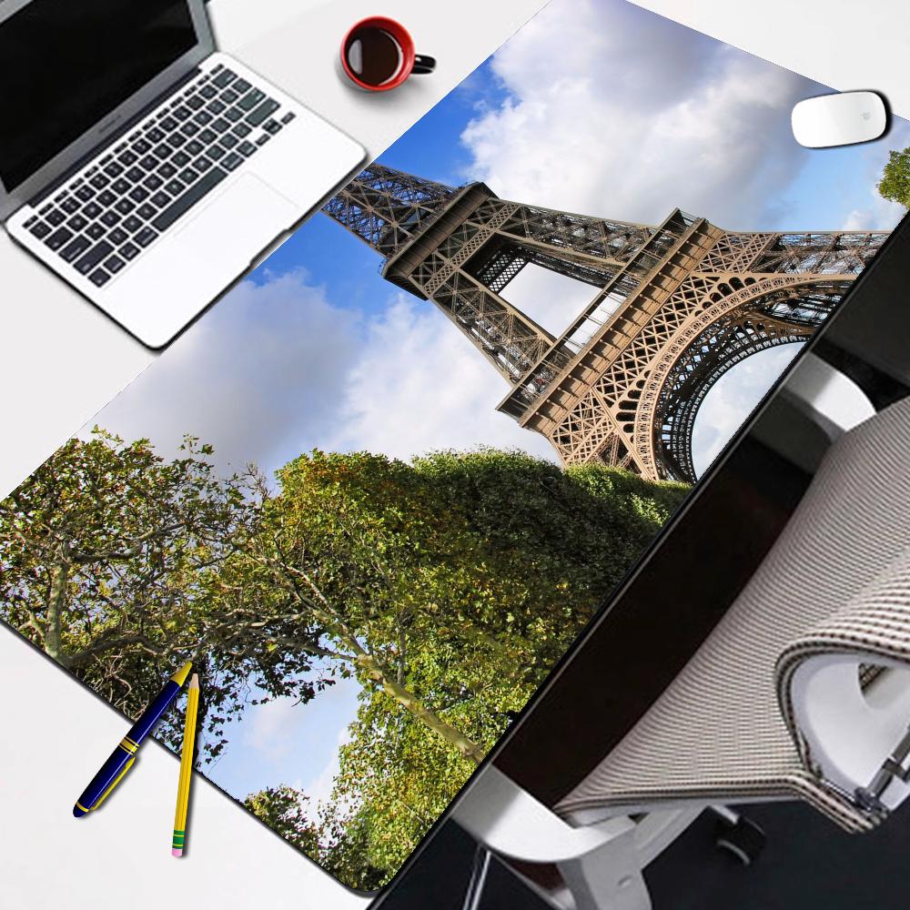 Large Gamer Mouse Pad Eiffel Tower Paris Desk Pad Laptop Gamer Desk Mat Extra Large Mousepad Carpet for Mouse Mats Office