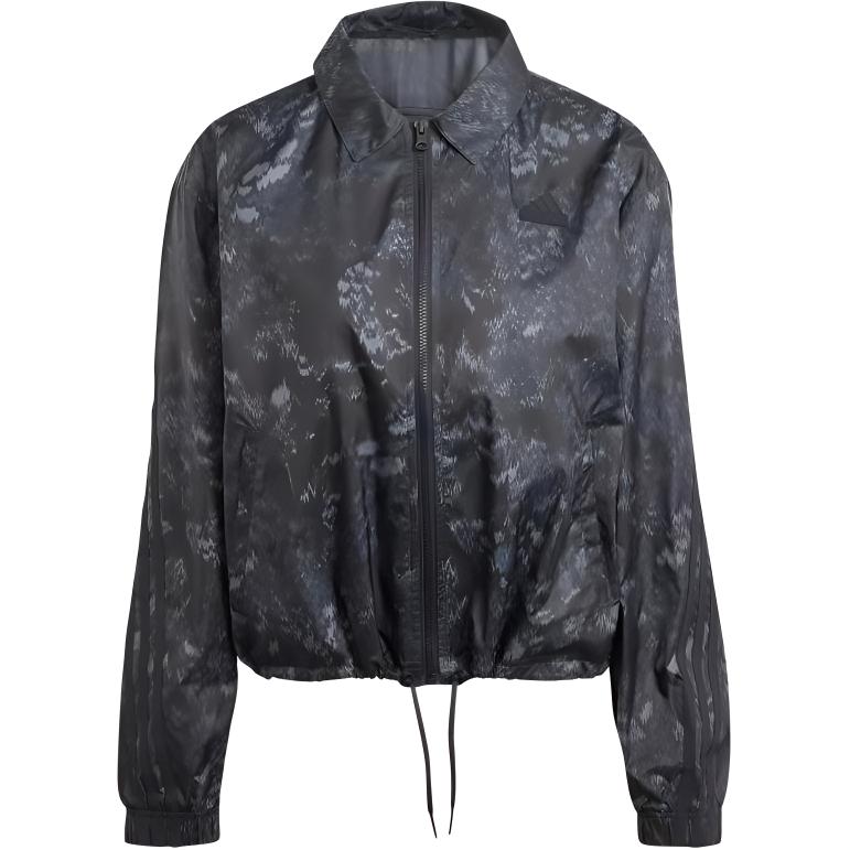 Adidas Future Icons 3-Stripes Floral Print Woven Windbreaker Women Full-Zip Hooded Outerwear Black IM2456 M