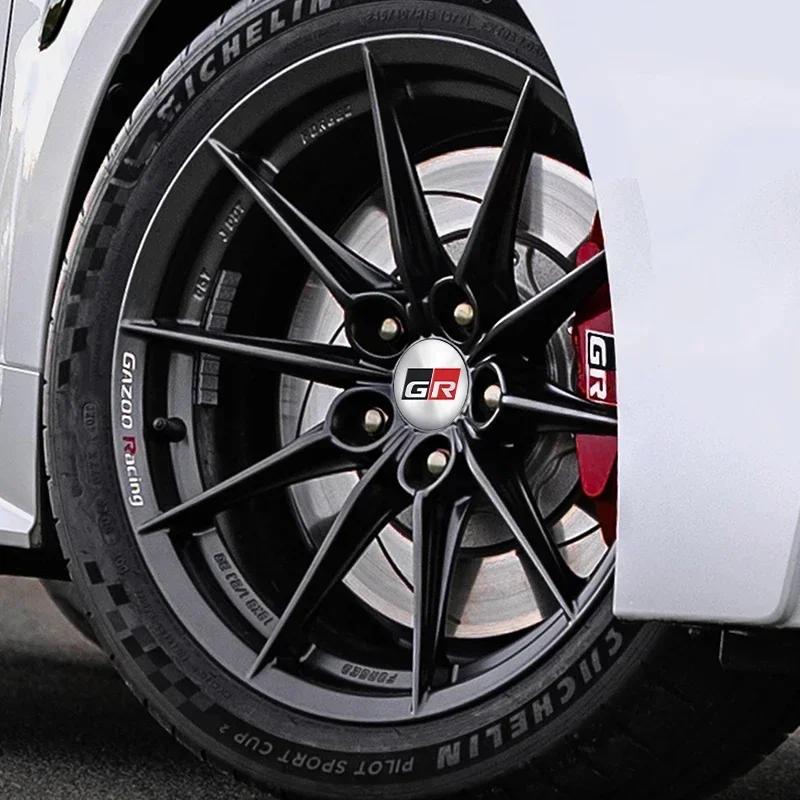 4 Piezas 56mm Pegatinas Tapacubos Centrales de Rueda de Coche Logo GR Sport Calcomanía de Llanta Para Toyota Corolla 86 Supra CHR Yaris Camry Prius Rav4 Auto