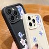 Prosty niebieski kwiatowy nadruk odporny na wstrząsy matowy futerał na telefon TPU do iPhone'a 16 Pro 15 Pro Max 14 Plus 13 12 11 XR XS 8 7 Ochrona obiektywu miękka tylna obudowa