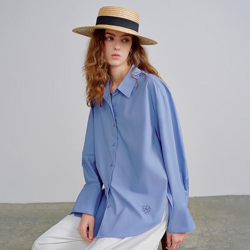 Chuyu Women's Floral Embroidered Pure Cotton Casual Shirt
