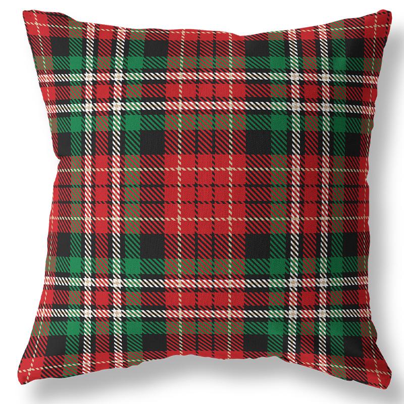 

2022 Новый год Рождество новая наволочка персиковая кожа бархатная клетчатая поясная подушка квадратные украшения для дома 45x45cm