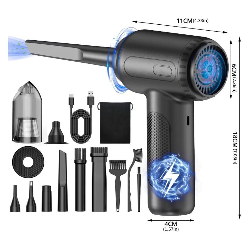 Cordless Air Blower Air Duster with 51000RPM Motor Rechargeable Battery For Electronics Car Home Use  ABS Construction