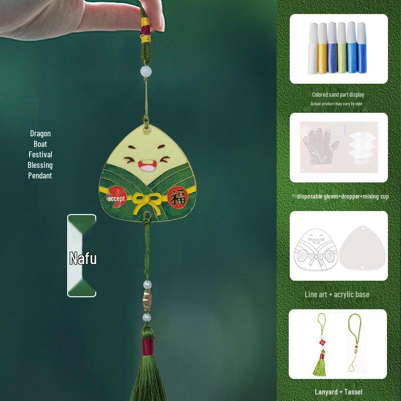 Cloisonné Enamel Zongzi Pendant DIY Kit - Dragon Boat Festival Style