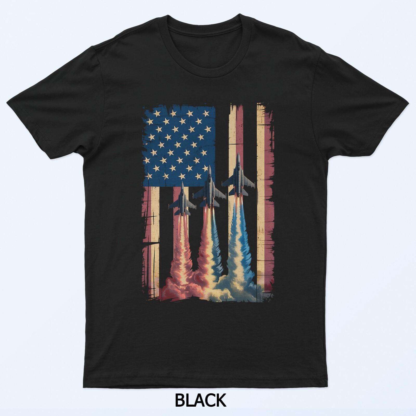 

Fife Life 4th Of July Vintage Flag Jets Patriotic T-Shirt M