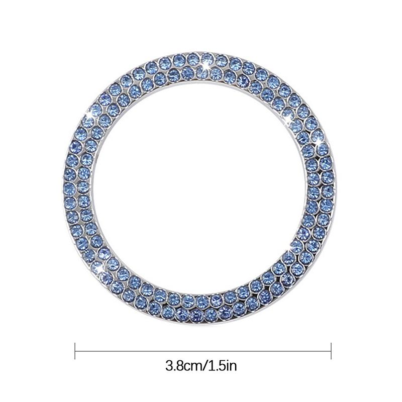 Car One-Click Engine Start Stop Switch Button Cover Double Crystal Rhinestone Sticker Ignition Start Switch Protector Ring