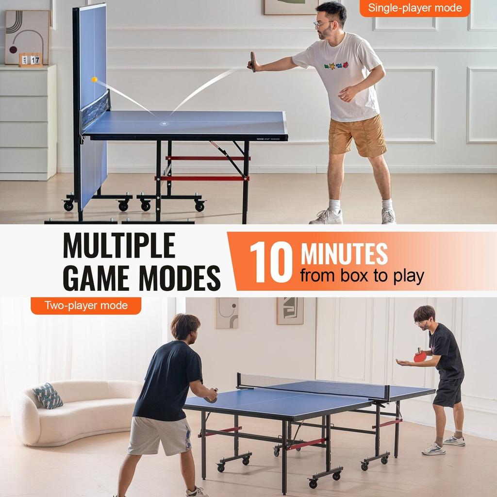 Tischtennisplatte Faltbare Tischtennis-Spieltisch Indoor mit Klemmennetz