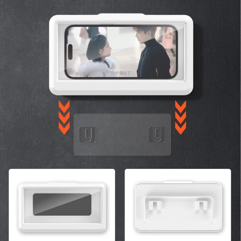 Upgraded Shower Phone Holder Waterproof Case Support Touching Screen,Wall Mount Shelf in Bathroom Bathtub
