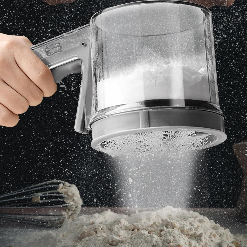 Ruční poloautomatické síto na mouku s jemným okem, pekařské síto, speciální kuchyňský filtr, síto na prášek, průhledné síto na mouku