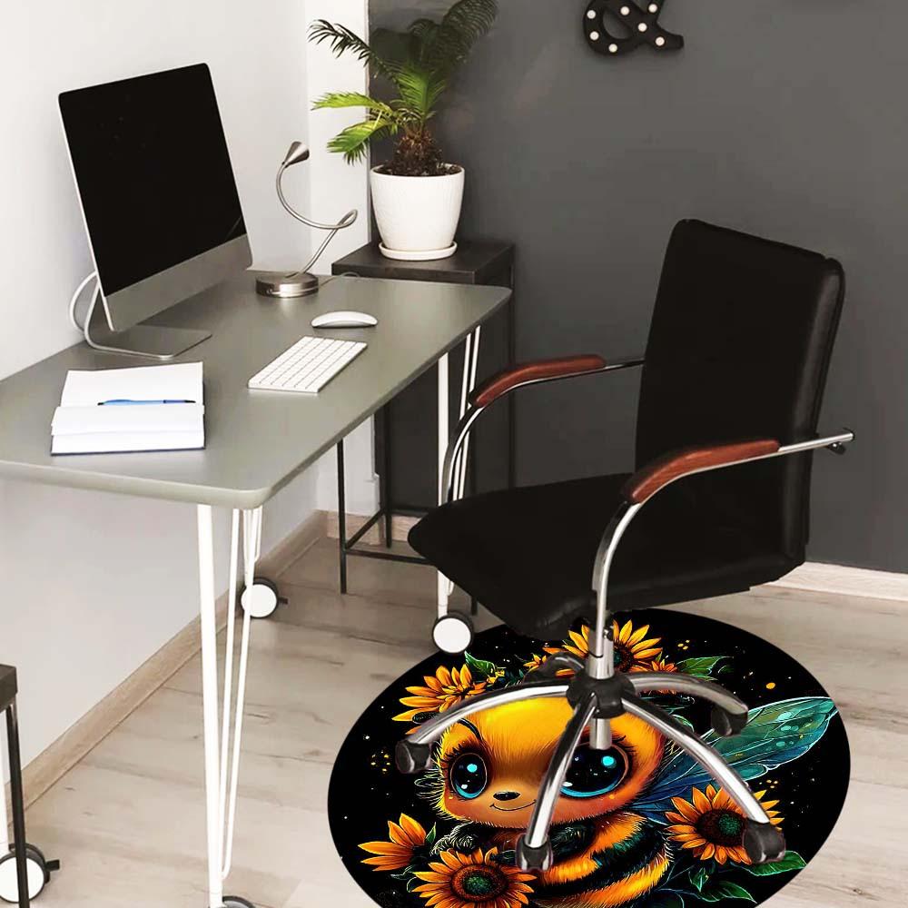 Bee Round Rug Suitable For Office Reception Decorative Carpet Office Chair Protection Carpet And Also Suitable For Gifts To Relatives And Friends