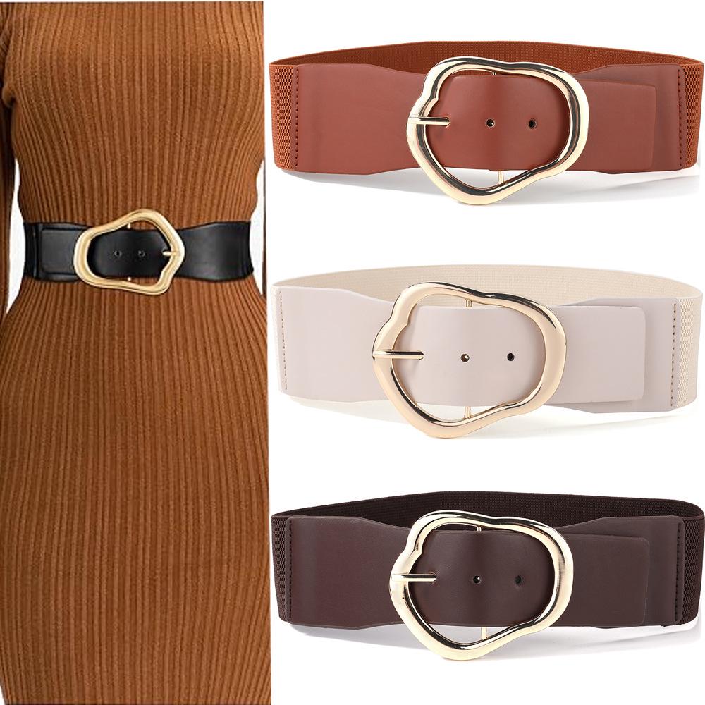 European & American Irregular Elastic Waist Belt for Women - Versatile Leather Accessory for Sweaters, Dresses, & Body Shaping
