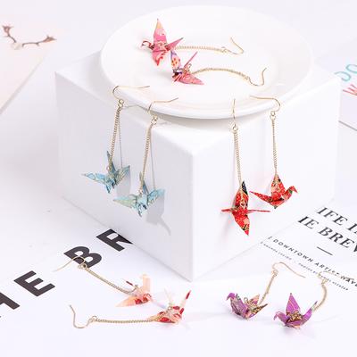 Kranich Náušnice Origami Miniblings Bird Jeřáby Faltkunst Senbazuru Paper