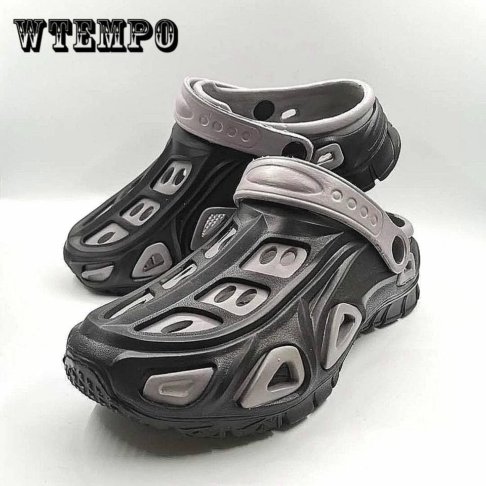 

Мужские повседневные нескользящие туфли с полыми отверстиями, уличные пляжные сандалии для отдыха, спортивные тапочки, летние шлепанцы для ванной комнаты