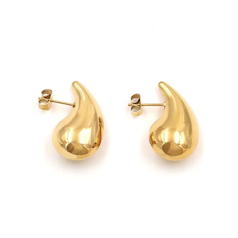 French Personality Trendy Style Metal Does Not Fade, Gold-Plated Exaggerated Natural Water Drop Shape Hollow Earrings For Girls