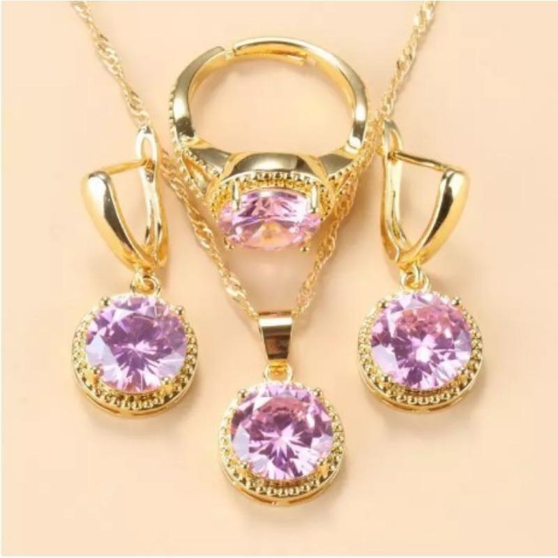 Neuer Ohrringe Ringe Halsketten Dreiteiliges Schmuckset