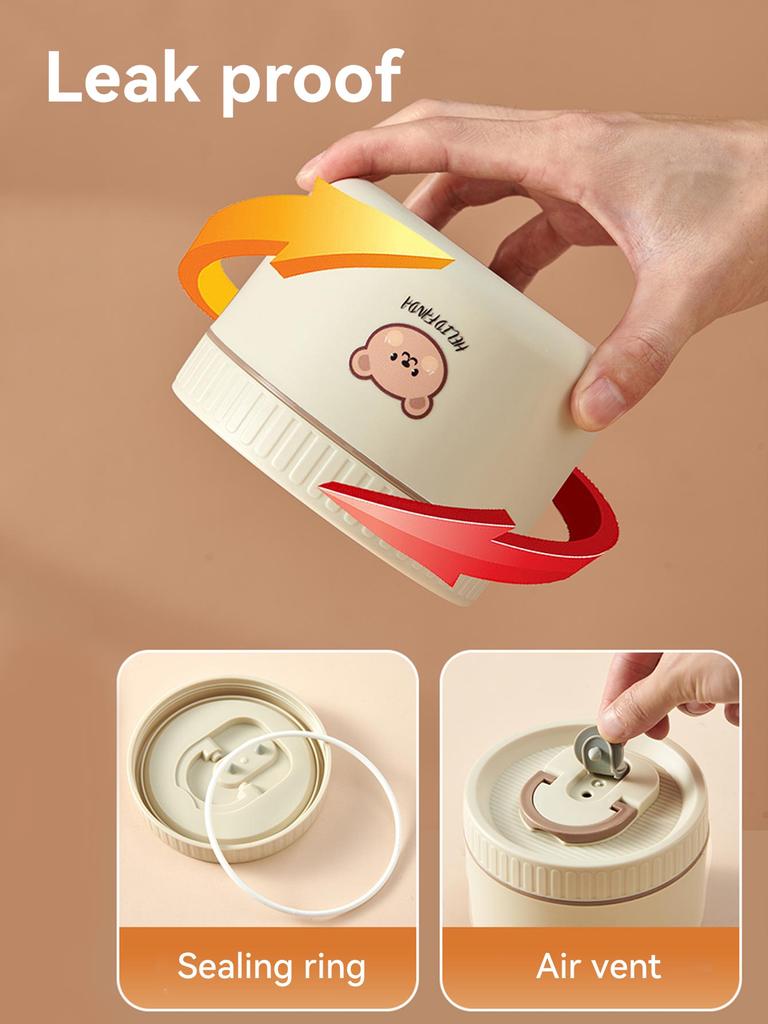 WORTHBUY Cute Bear 304 Stainless Steel Thermal Lunch Box For Kids Adults Portable Microwave Bento Box Leak Proof Food Container