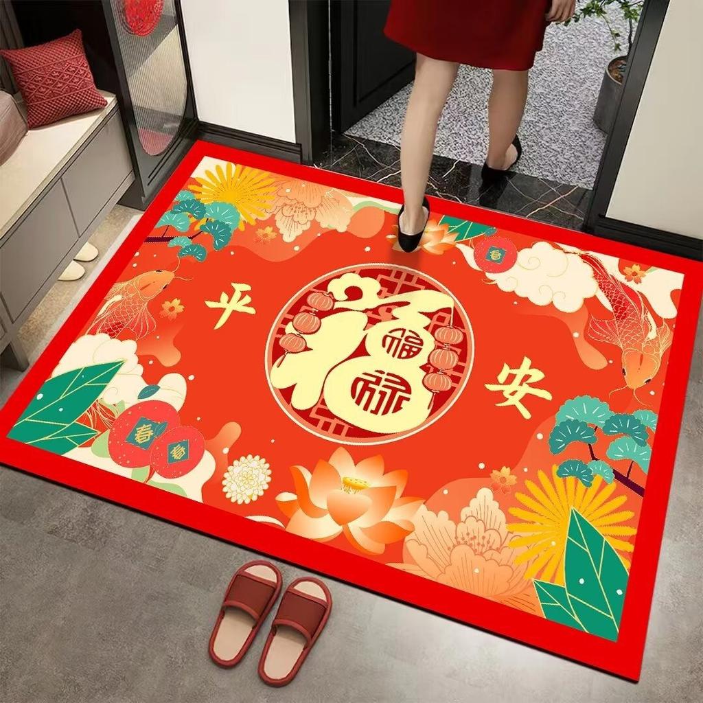 New Chinese Style Fortune Red Carpet Living Room Sofa Bedroom Study Bathroom Kitchen Entrance Door Mat Non-slip Luxury Decor Rug