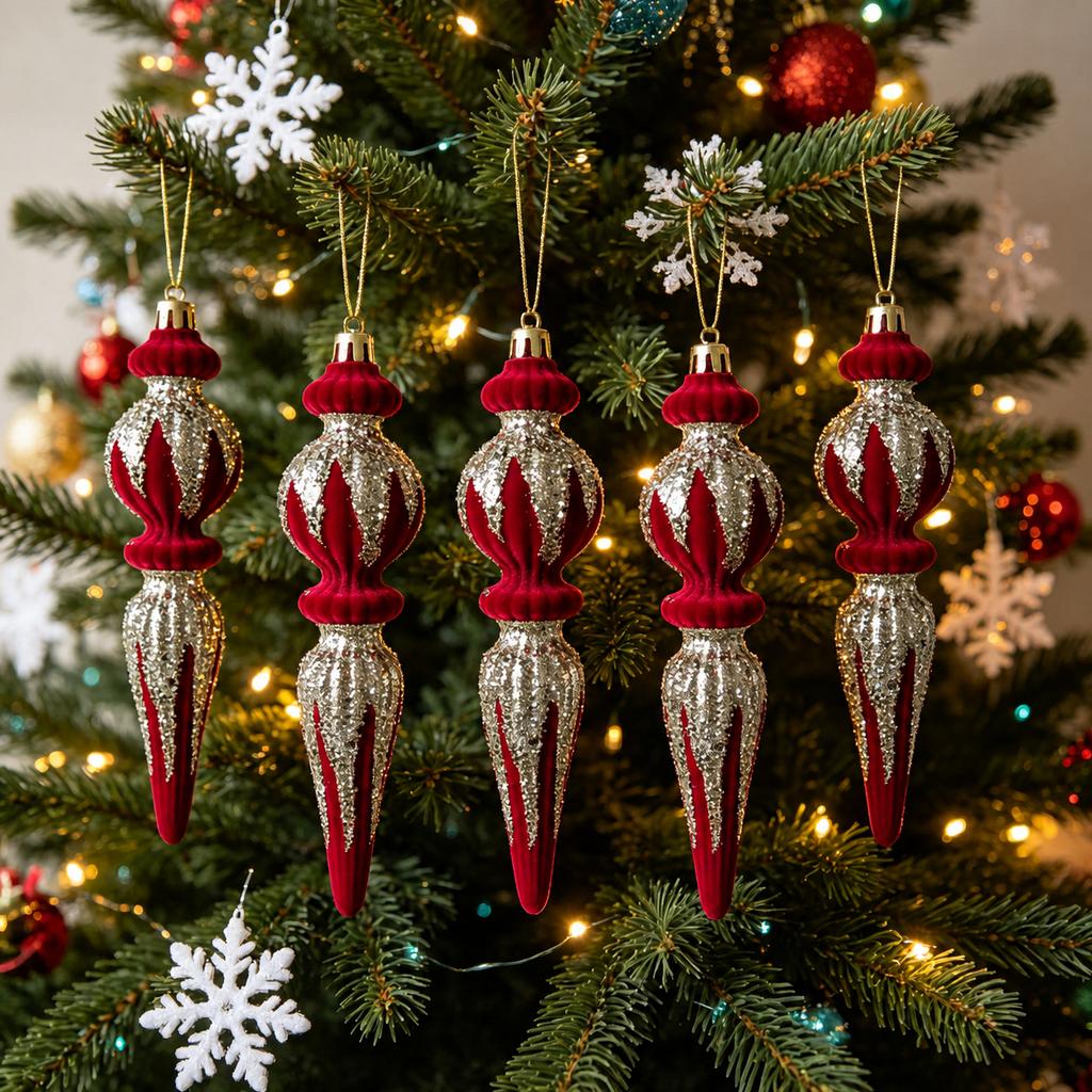 Flocked Candy Cane Decorative Flocked Christmas Ornament Holiday Hanging Decoration Christmas Themed Christmas Tree Decoration