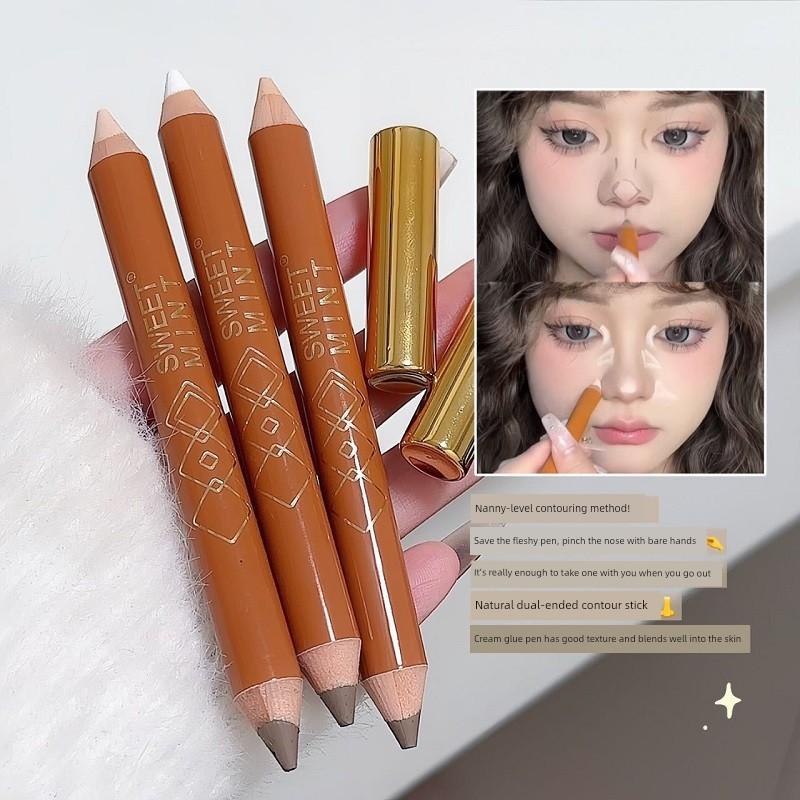 Double-Headed Shading Pen Three-Dimensional Modified Nose Bridge Contour Pen Shadow Brightening Matte Long Lasting Non Smudge Pen Genuine Goods