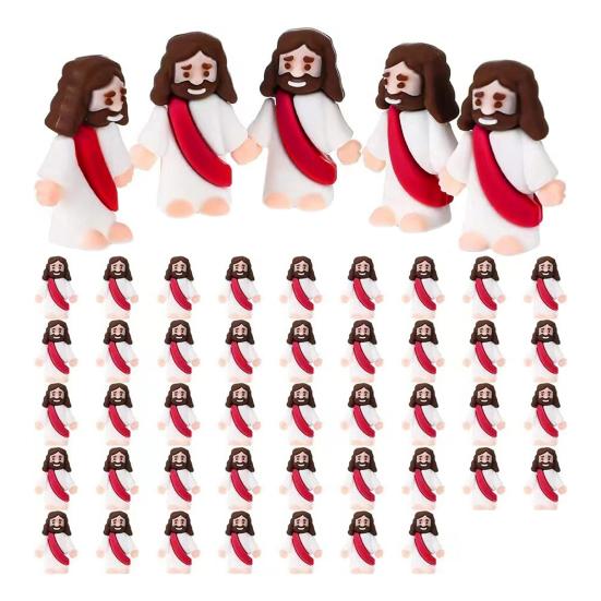 12/48 Stücke Mini Jesus Figur PVC Retter Jesus Figur Modell Statue Skulptur Desktop Dekoration Ostern Ornament Weihnachten Festival Geschenk