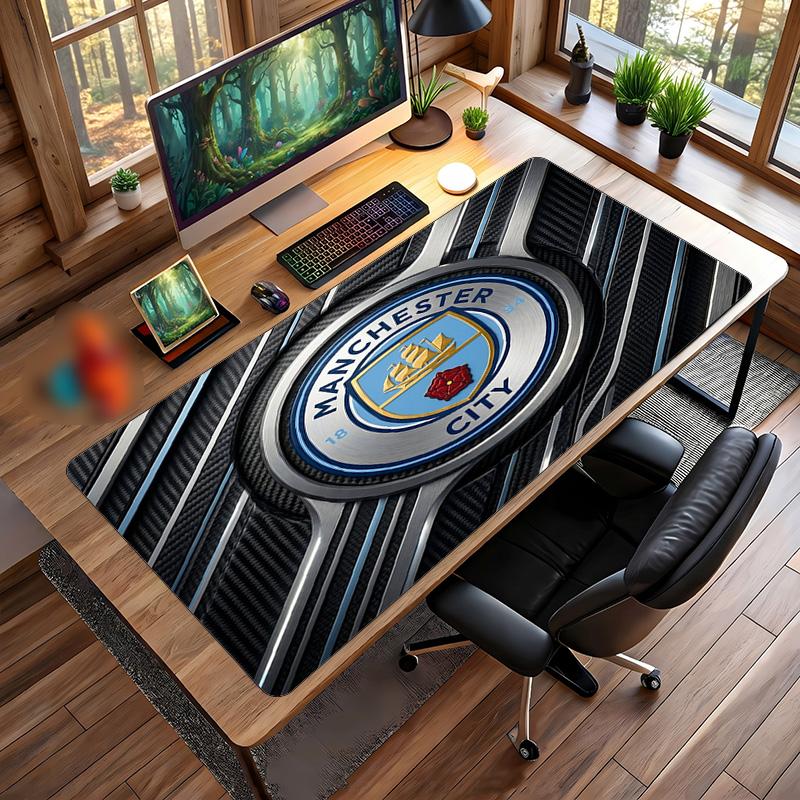 Tappetino per Mouse Grande Stampato Manchester City, Tappetino Morbido in Gomma Antiscivolo per Scrivania da Gioco per Ufficio Laptop Computer Decorazione