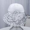 Elegant Mesh Polka Dot Sun Hat with Three-Dimensional Flower Decoration Retro Hepburn Style Breathable Large Brim Party Hat