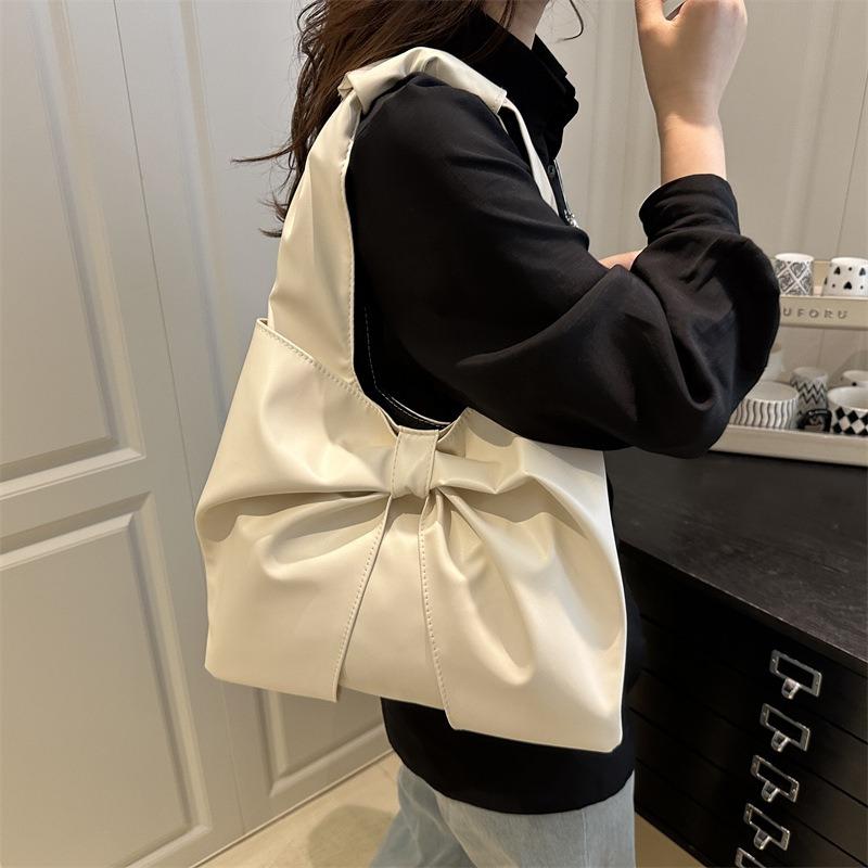 Large capacity tote bag summer new fashion simple shoulder bag bow underarm bag versatile handbag
