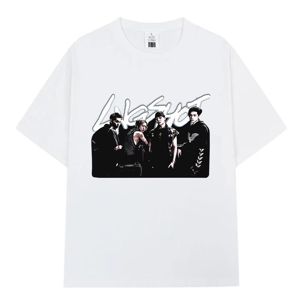 Korean Kpop Hip-hop Group Lngshot T-shirt Men's and Women's Fashion Casual Short-sleeved T-shirt Streetwear