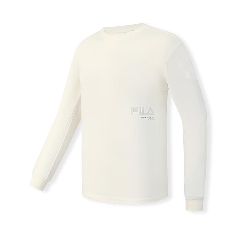

FILA Fitness Minimalist Sports Casual Training Comfortable Crew Neck Pullover Long Sleeve T-Shirt Men tops Cotton-Candy-White A11M611209FIV XL