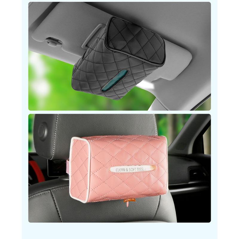 Car Tissue Box Buggy Bag Car Armrest Box Tissue Bag Hanging On Chair Back Tissue Bag DIY Diamond Grid Paper Extraction Box