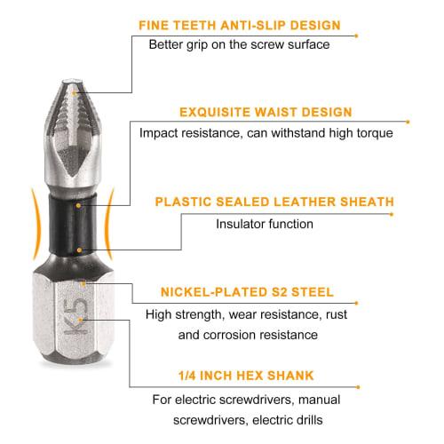uxcell 5-Piece Set of Phillips Bits, PH2 Screwdriver Bits, 25mm Long, Hex Shank, Strong Magnetic Bits, Non-Slip, for Electric Screwdrivers, Silver