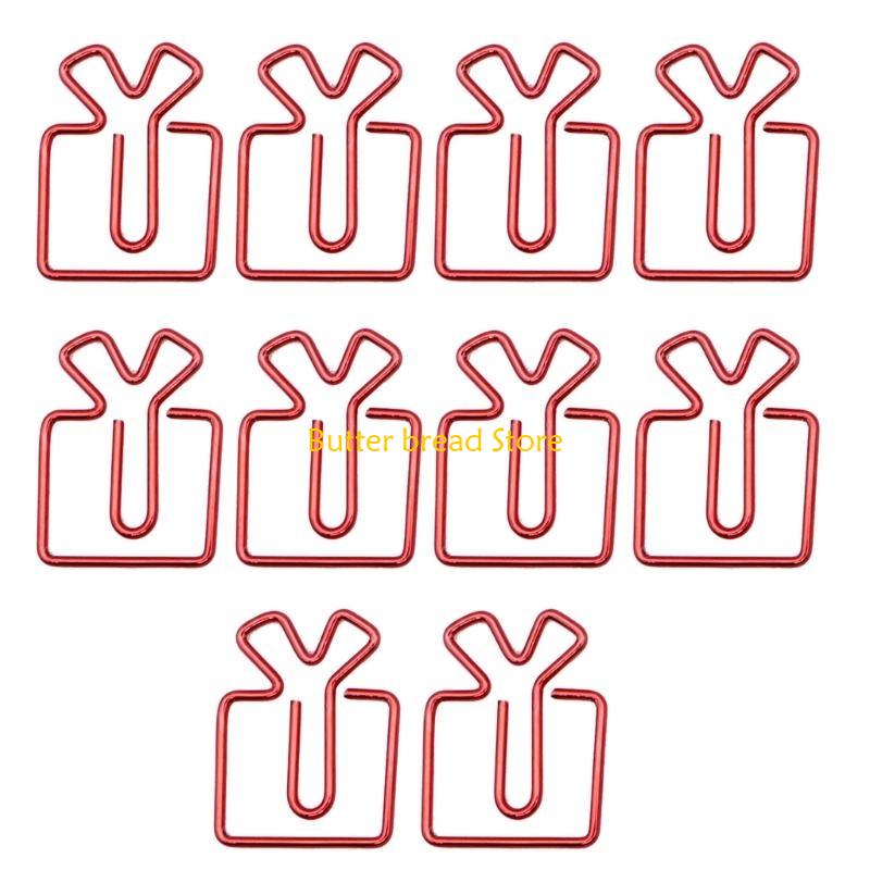 W89C 10Pcs Novelty Paper Clip Small Metal Paperclip File Clip Metal Book Marker Clip