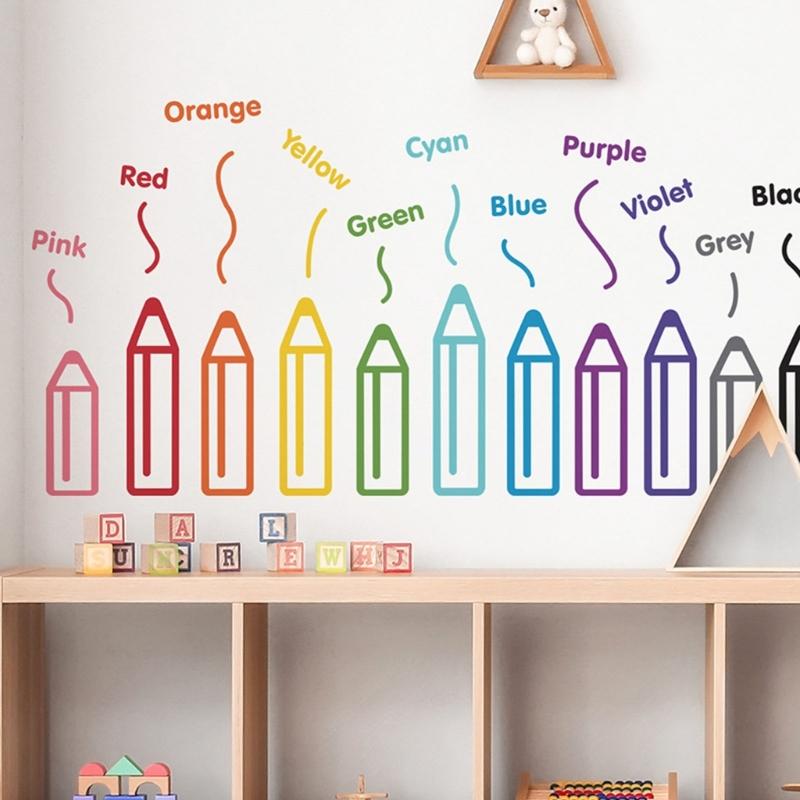 Creative Colorful Pencil Wall Sticker Removable Waterproof PVC Art Decal Upgrades For Living Room Kids Room Homes Decors