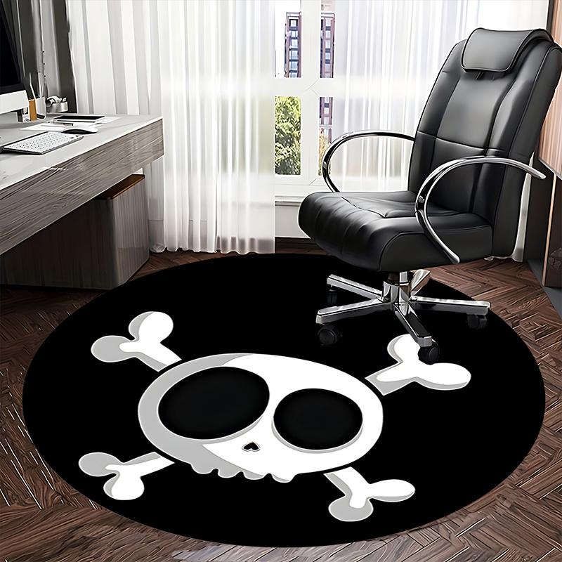 Totenkopf und gekreuzte Knochen Stuhlmatte - Runder Teppich für Heimdekoration, Bürogebrauch, Schlafzimmer, Wohnzimmer, Geschenkidee0489b