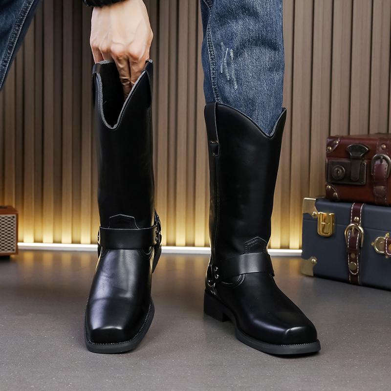 Fashion Leather casual Boots men loafers Luxury Design Slip on male dress Boots leisure style big size good Wear-resistant sole