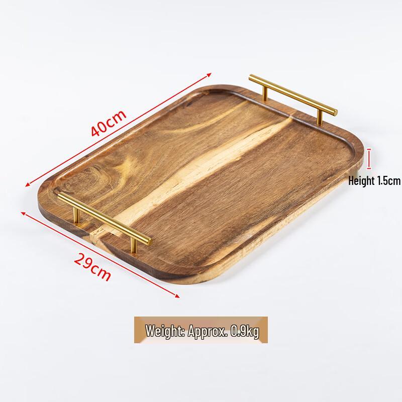 Cha Xun Acacia Wood Handle Rectangular Tea Tray