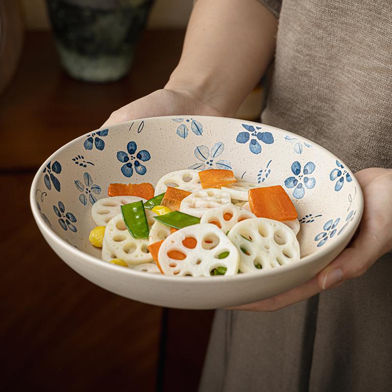 The Bowl Of Medieval 8-Inch Sesame Glaze Ceramic Bowl Open Vegetable Bowl Salad Bowl Large Deep Plate Outlet