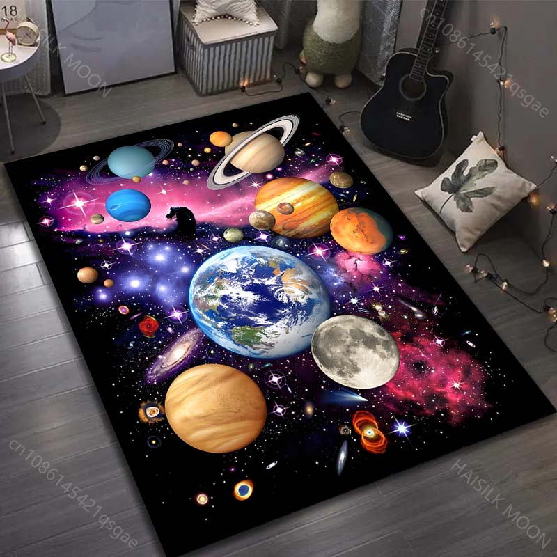 1PC Universe Planet Solar System Print Carpet for Living Room Bedroom Sofa Doormat Decor Area Rug Non-slip Floor Mat for Gifts