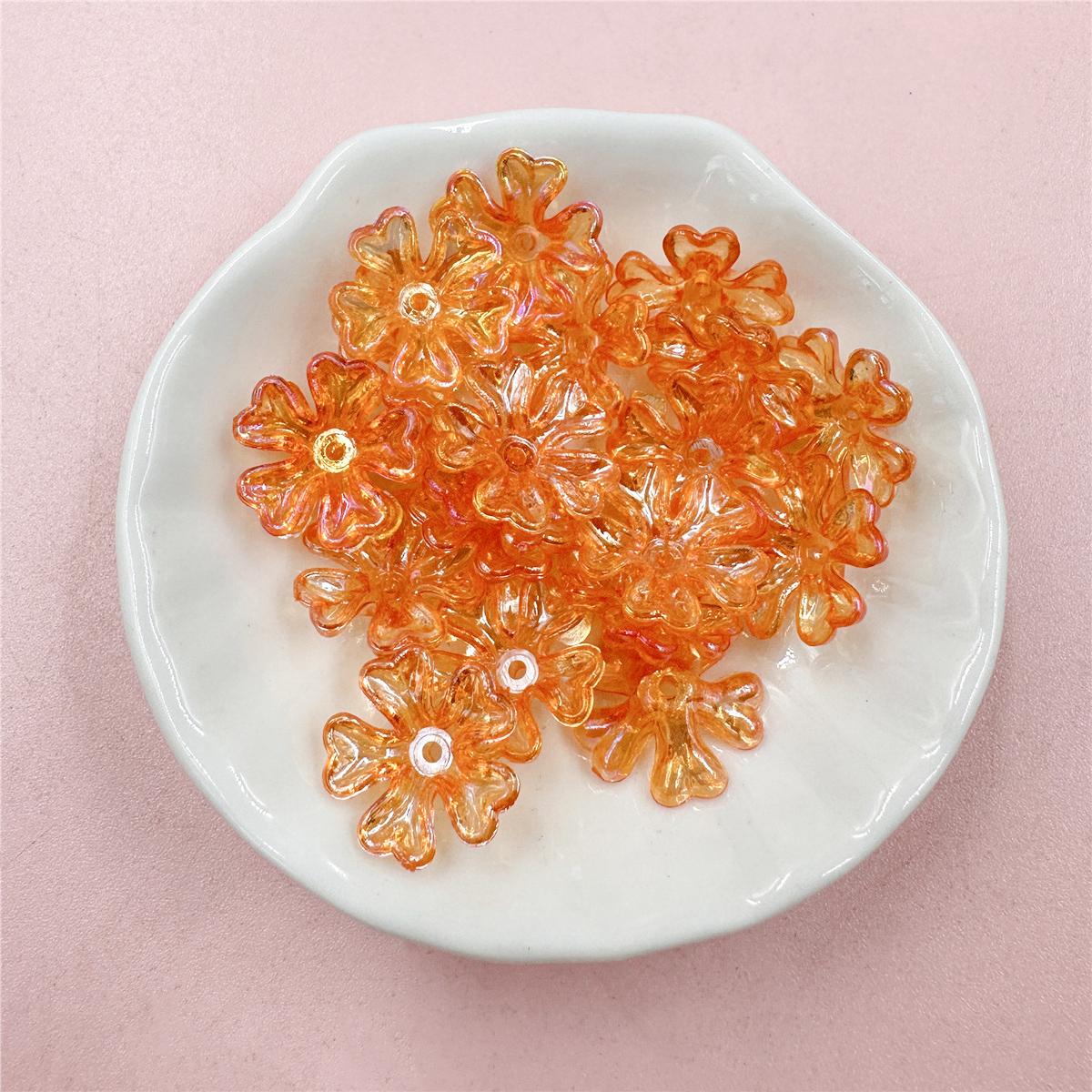 

Акриловый цветок 5-лепестковый Ложе Бусины Многоцветный Модный 20 шт. С отверстием Ремесленные Свободные Разделительные Бусины для Изготовления Заколок для Волос AB Цвет 16 мм Аксессуары оранжевый