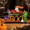 Indoor Autumn Seasonal Decor Halloween Tabletop Signs, Pumpkin Ghost Gnome Wood Centerpiece Blocks, Spooky Decorative Crafts for Fall Party