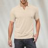 Men's V-neck Short-sleeved Top Textured Collar Golf T-shirt