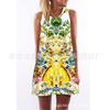 European and American Hot-selling New Digital Printing Round Neck Big Pendulum Loose Off-the-shoulder Medium and Long Vest Sleeveless Dress