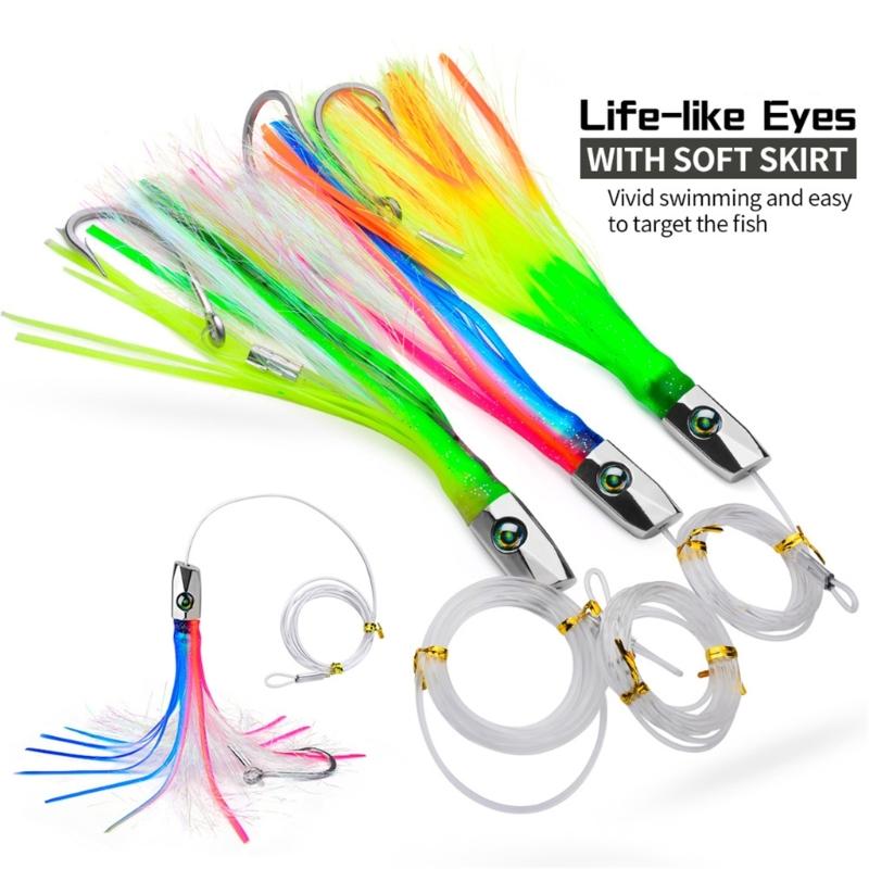 Squid Skirt Trolling Lures Saltwater Octopuses Baits Metal Head Octopuses Squid Skirt Baits Squid Skirt Trolling Lures