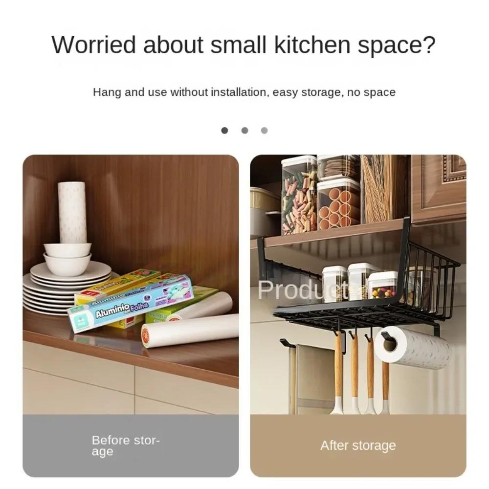 Hollowed Cabinet Hanging Rack Stable Multifunction Under Cabinet Basket Pullout Drawer Large Capacity Hanging Net Basket