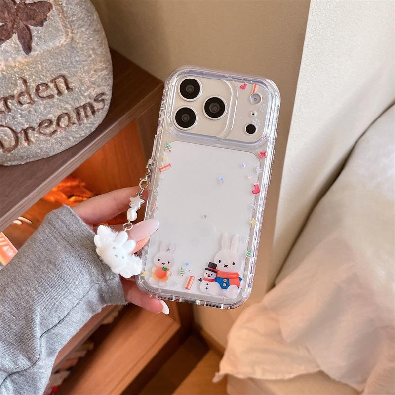 Sequin Edging Christmas Rabbit Phone Case for iPhone 14/15/16 Pro Max/17