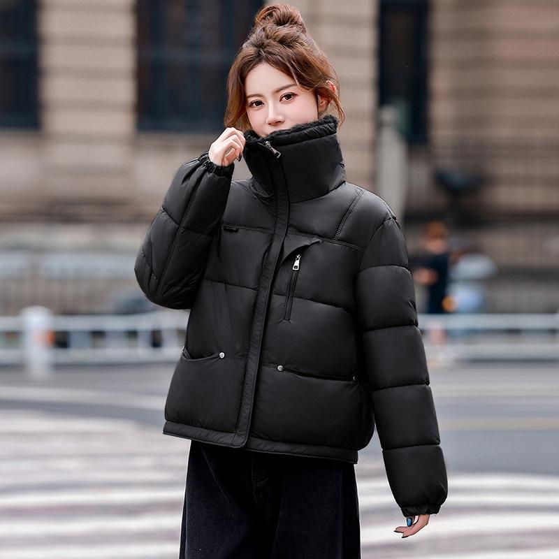 Winter coat women's fashion lapel with warm cotton-padded coat design lamb wool new splicing cotton clothes