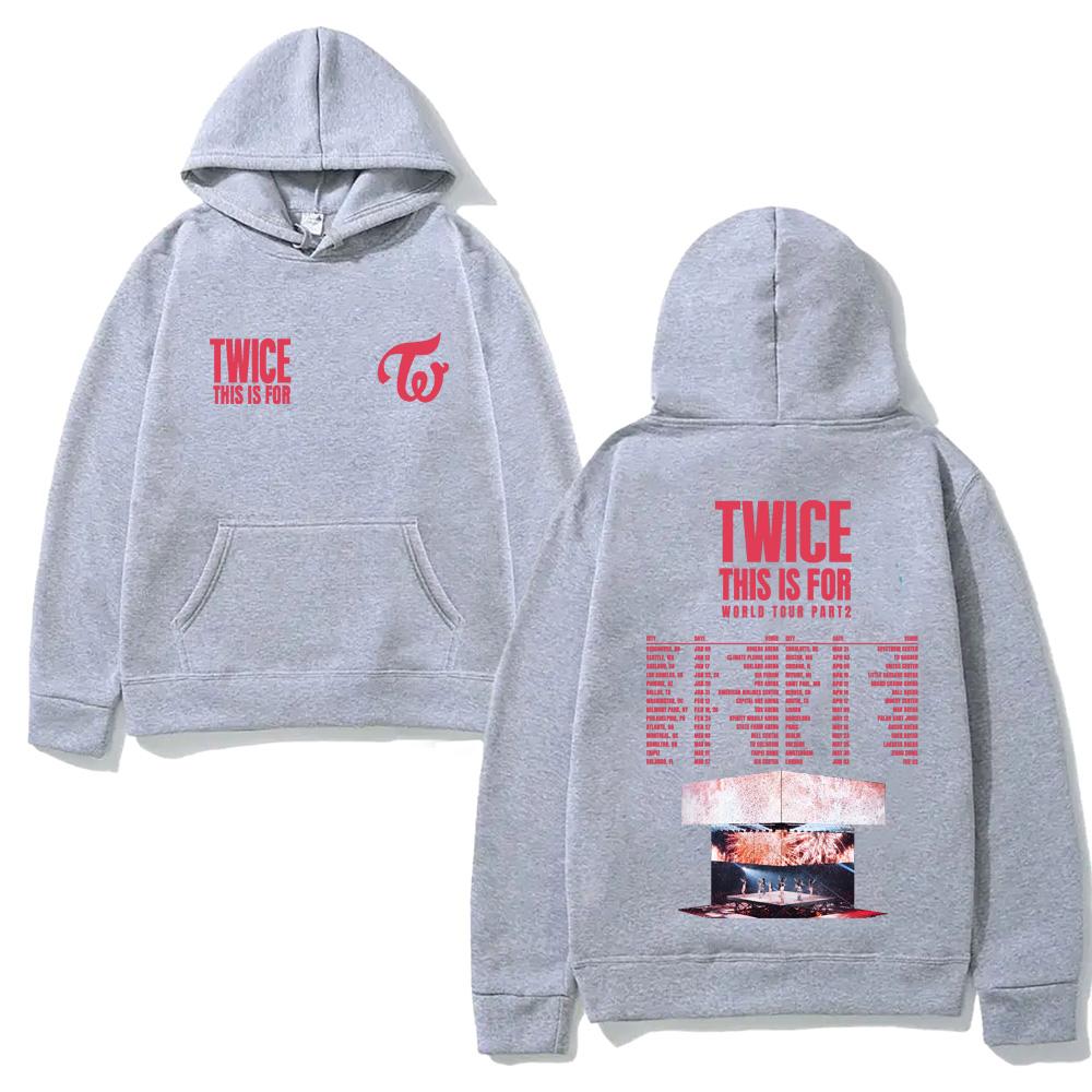 

ЦЕ ДЛЯ СВІТОВОГО ТУРУ 2026 Худі TWICE Корейська жіноча група Топи Grunge одяг Токен Одяг того ж стилю XS сірий колір