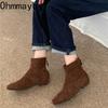 Vintage Suede Woman Stretch Slim Short Boot Casual Low Heel Shoes Autumn Ladies Party Mordern Ankle Shoes