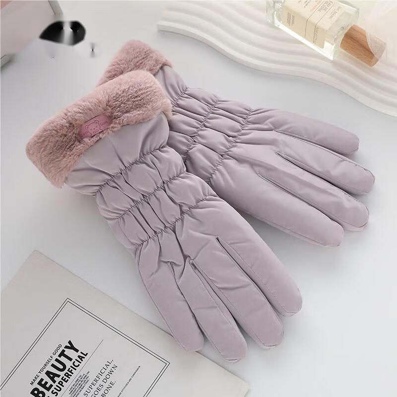 Зимние теплые перчатки с принтом мишек, полностью закрывающие пальцы