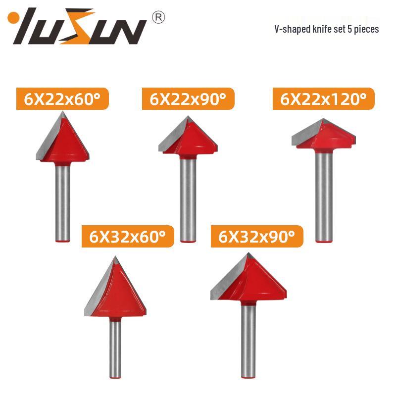 6mm V-Groove Bit Woodworking Cutter - 3D Engraving Knife, V-Shaped, 60/90 Degrees, 6 Patterns